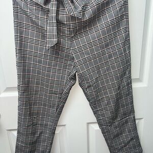 Plaid Tie-Waist Pants